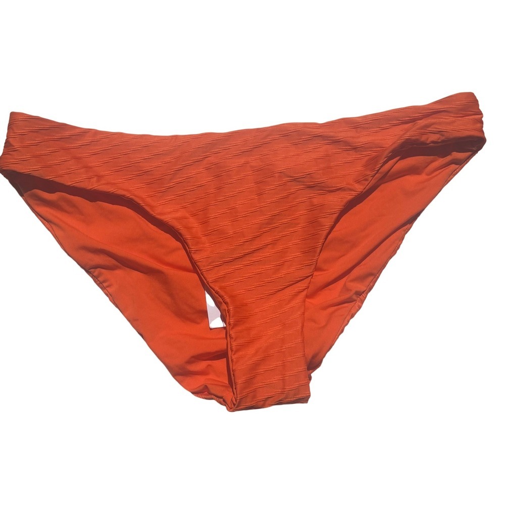 Becca Textured Ruched Back Orange Bikini Bottoms Medium NWT